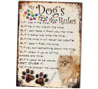 My Dog's Rules Retro Style Metal TIN Fridge Magnet Pomeranian Theme 4" x 3" (100mm x 75mm) (19DRF)