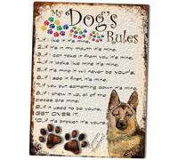 MY DOG'S RULES RETRO STYLE METAL TIN GERMAN SHEPHERD SIGN/PLAQUE THEME 10" X 8" (33RM)