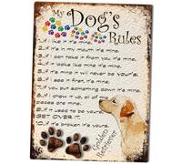 MY DOG'S RULES RETRO STYLE METAL TIN GOLDEN RETRIEVER SIGN/PLAQUE THEME 10" X 8" (36RM)