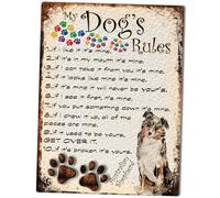 MY DOG'S RULES RETRO STYLE METAL TIN SIGN/PLAQUE AUSTRALIAN SHEPHERD THEME 10" X 8" (9DRM)