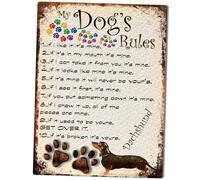 MY DOG'S RULES RETRO STYLE METAL TIN SIGN/PLAQUE DACHSHUND THEME 10" X 8" (11DRM)