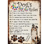 MY DOG'S RULES RETRO STYLE METAL TIN SIGN/PLAQUE DOG BREEDS 8" x 6" (AUSTRALIAN SHEPHERD)