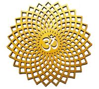 My Dream Carts Golden Om Round Decorative Wall Art Mdf Wooden Om Chakra For Temple, Living Room, Bedroom, Office, Hotel, Home Decor Items, Gift Item, Mandala Wall Hanging For House Decoration 20x20cm