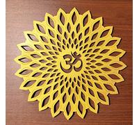 My Dream Carts Golden Om Round Decorative Wall Art Mdf Wooden Om Chakra For Temple, Living Room, Bedroom, Office, Hotel, Home Decor Items, Gift Item, Mandala Wall Hanging For House Decoration 30x30cm
