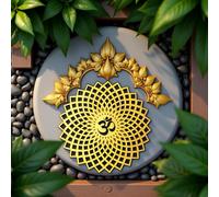 My Dream Carts Golden Om Round Decorative Wall Art Mdf Wooden Om Chakra For Temple, Living Room, Bedroom, Office, Hotel, Home Decor Items, Gift Item, Mandala Wall Hanging For House Decoration 30x30cm