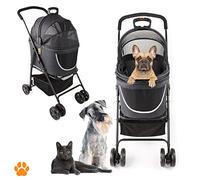 My Duque 2-in-1 Dog & Pet Buggy Pram Stroller Detachable Transport Carrier, Soft Suspension, Cats & Small Dogs, Mesh Windows, Extra Shopping Basket, Foldable Lightweight, Swivel Wheels Steel Frame