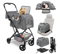 MY DUQUE - Carry Trio 3 in 1 Complete Pet Set, Max Load 12 kg/26.5 lb. Compact Fold Stroller; Pet Carrier, Isofix Carseat Base to Secure Carrier in Car. To Fly, To Ride, To Carry All in One. Colour