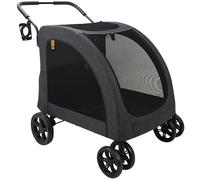 MY DUQUE - Chester Dog Buggy for Large Dogs, Cat Buggy, Spacious, Comfortable Trolley, Foldable, Includes Rain Cover, Drink Holder, Max. Load 50 kg, Colour: Black