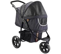 MY DUQUE - Cooper Dog & pet Robust Buggy, pram, Jogger Holds up to 32 kg, Easy fold, Multi-Height Adjustable Soft Touch Handle, Reflective Accents, mesh Inserts, Zippered exits, Storage Basket Below.