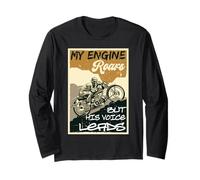 My Engine Roars But His Voice Leads Motorcycle Faith Bikers Long Sleeve T-Shirt