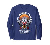 My Engine Roars But His Voice Leads Motorcycle Faith Bikers Long Sleeve T-Shirt