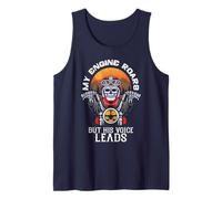 My Engine Roars But His Voice Leads Motorcycle Faith Bikers Tank Top