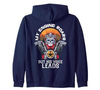 My Engine Roars But His Voice Leads Motorcycle Faith Bikers Zip Hoodie