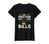 My Erection Pays The Bills for a Construction Truck Driver Value Graphic T-Shirt, Women, Black, M