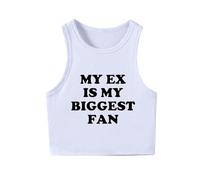 My EX is My Biggest Fan, Women Ribbed Basic Crop Tops Clearance Ladies Slim-Fit Tank Top Sleeveless Sport Cropped Top Stretchy Undershirts Crewneck Base Shirt Going Out Tanks Summer Girls Daily Wear