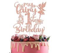 My Fairy 1st Birthday Cake Topper, Fairy First Birthday Decorations, Floral Baby Girl First Bday Party Decoration, Fairyland Baby Shower Decorations Rose Gold Glitter