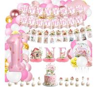 My Fairy First Birthday Decorations, include My Fairy 1st Birthday Banner, Enchanted Forest Garden Monthly Photo Banner, ONE Honeycomb Centerpiece, Cake Toppers, Balloons for Girls 1st Birthday Party
