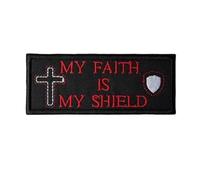 My Faith is My Shield Embroidery Patches, Funny Military Tactical Morale Patch Hook and Loop Badge Sew On for Clothing, Dress, Hat, Backbags