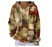 My Faith World Clothing Women Retro Contrast Color Cross Casual Hoodie Christian Sweatshirt Faith Shirtcross Pattern Pullover (Brown,xx_l)