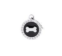 My Family Glam Collection 21 x 26 mm Dog Tag Made in Italy Made in Italy Black Rhinestone Circle Dog Tag