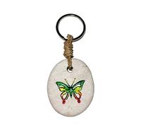 My Family House Engraved Butterfly Stone Keyring - Fairtrade ethical gift animal keychain accessory