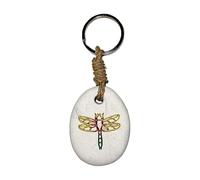 My Family House Engraved Dragonfly Stone Keyring - Fairtrade ethical gift animal keychain accessory