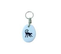 My Family House Engraved Monkey Stone Keyring - Fairtrade ethical gift animal keychain accessory