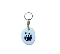 My Family House Engraved Panda Stone Keyring - Fairtrade ethical gift animal keychain accessory