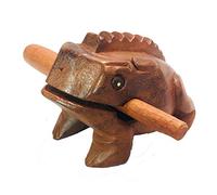 My Family House Frog Guiro in Brown Wood - Hand Carved Wooden Musical Instrument - 15 cm