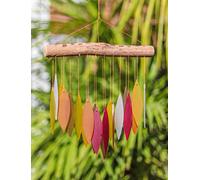 My Family House Glass Wind Chime - Falling Leaves in Sunset - 100% Fair Trade - Handmade from Recycled Materials