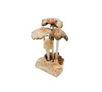 My Family House Mushrooms Toadstools Group of Four on Parasite Wood Carving Fair Trade Wooden Carved Ornament Indoor Mushroom Home Decor Autumn