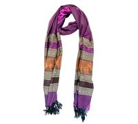 My Family House Mutlicoloured Elephant Scarf Shawl Wrap Festival Handmade in Thailand Oversized Soft Cashmere Colourful Multicoloured Ombre (Purple and Amber)