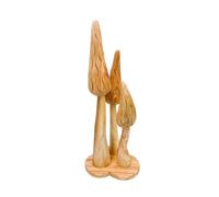 My Family House Natural Wooden Carved Mushrooms on Base - Garden Outdoor Decor Wood Handmade Statue Sculpture Ornament