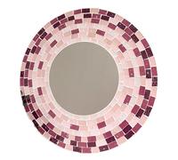 My Family House Round Mosaic Wall Mirror Circular, Hand Made, Fair Trade, Multiple Colours, 40 x 40 cm (Pink/Purple)
