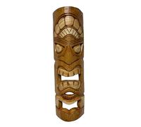 My Family House Tiki Mask Wall Hanging - Natural - Hand Carved Albesia Wood Decoration Tiki Bar Hawaiian Garden Hand Painted Tropical