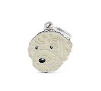 My Family Personalized Dog ID Tag Made in Italy, Lagotto Romagnolo Cream, Free Engraved Dog Tag, Hand Enameled on Metal, Friends Collection, 27x30mm
