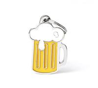 My Family Personalized Made in Italy Dog Medallion, Beer, Free Engraved Dog Tag, Hand Enameled Metal, Food Collection, 25x37mm