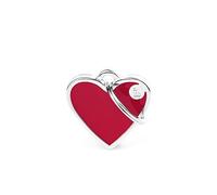 My Family Personalized Pet ID Tag Made In Italy, Small Red Heart, Free Engraving, Hand Enamelled In Metal, Basic Handmade Collection, 25X25 mm