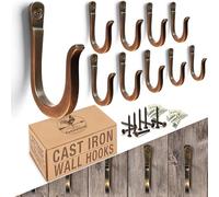 My Fancy Farmhouse Antique Bronze Railroad Spike Cast Iron Hooks (10 Pack) Handmade Blacksmith Wall Mounted, Farmhouse Decorative. Perfect for Hanging Coats, Bags or Pots in Pantry