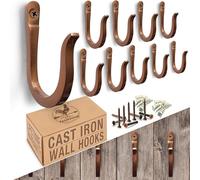 My Fancy Farmhouse Antique Copper Railroad Spike Cast Iron Hooks (10 Pack) Handmade Blacksmith Wall Mounted, Farmhouse Decorative. Perfect for Hanging Coats, Bags or Pots in Pantry