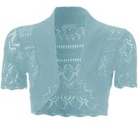 My Fashion Store Crochet Shrug for Womens Knitted Bolero Shrugs Ladies Cap Sleeve Cardigan Tops Light Blue-16-18