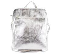My Fashion Store Womens Leather Backpack Shoulder Bag Grab Handle Travel Gym School Zip Backpacks Bags Ladies Genuine Leather Rucksacks Handbag VP510 Silver