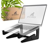 MY FAT GORILLA Bamboo Laptop Stand, Ergonomic Universal Holder for Notebook Raiser, Compatible for 10-15 Inches, Laptop Holder Desk, Vertical Laptop Stand (Black)