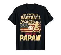 My Favorite Baseball Player Calls Me Papaw USA Flag T-Shirt