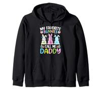 My Favorite Bunnies Call Me Dad Daddy Bunny Easter Day Zip Hoodie