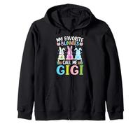 My Favorite Bunnies Call Me Gigi Grandma Bunny Easter Day Zip Hoodie