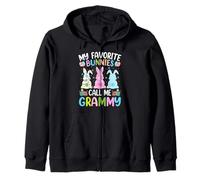 My Favorite Bunnies Call Me Grammy Grandma Bunny Easter Day Zip Hoodie