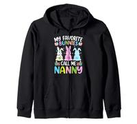 My Favorite Bunnies Call Me Nanny Bunny Easter Day Zip Hoodie