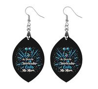 My Favorite Cheerleader Mom Artistic Wooden Earrings Pendant Vintage Earring Hooks Trendy Vacation Dangle Boho Eardrop Star