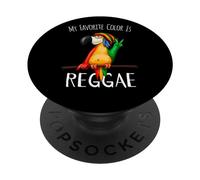 My Favorite Color Is Reggae Funky Rasta Parrot PopSockets Adhesive PopGrip